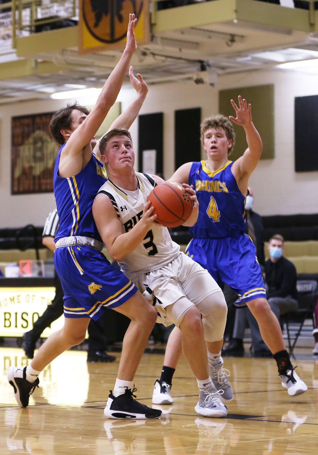 Hyrum Hatch pushes toward the basket